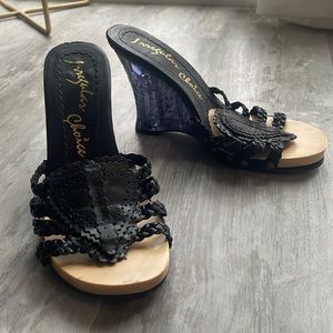 Black irregular choice heels